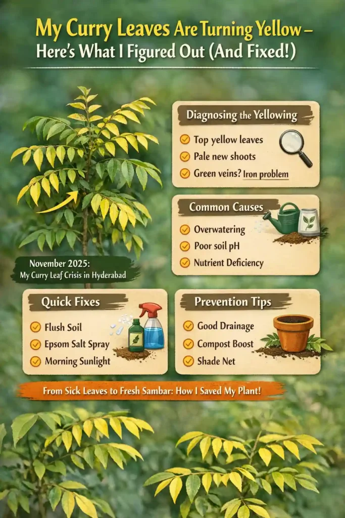 Yellow leaves on curry leaf plant diagnosis chart